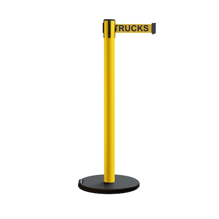 Retractable Belt Rolling Stanchion, 2.5ft Yellow Post  9ft. Forkl